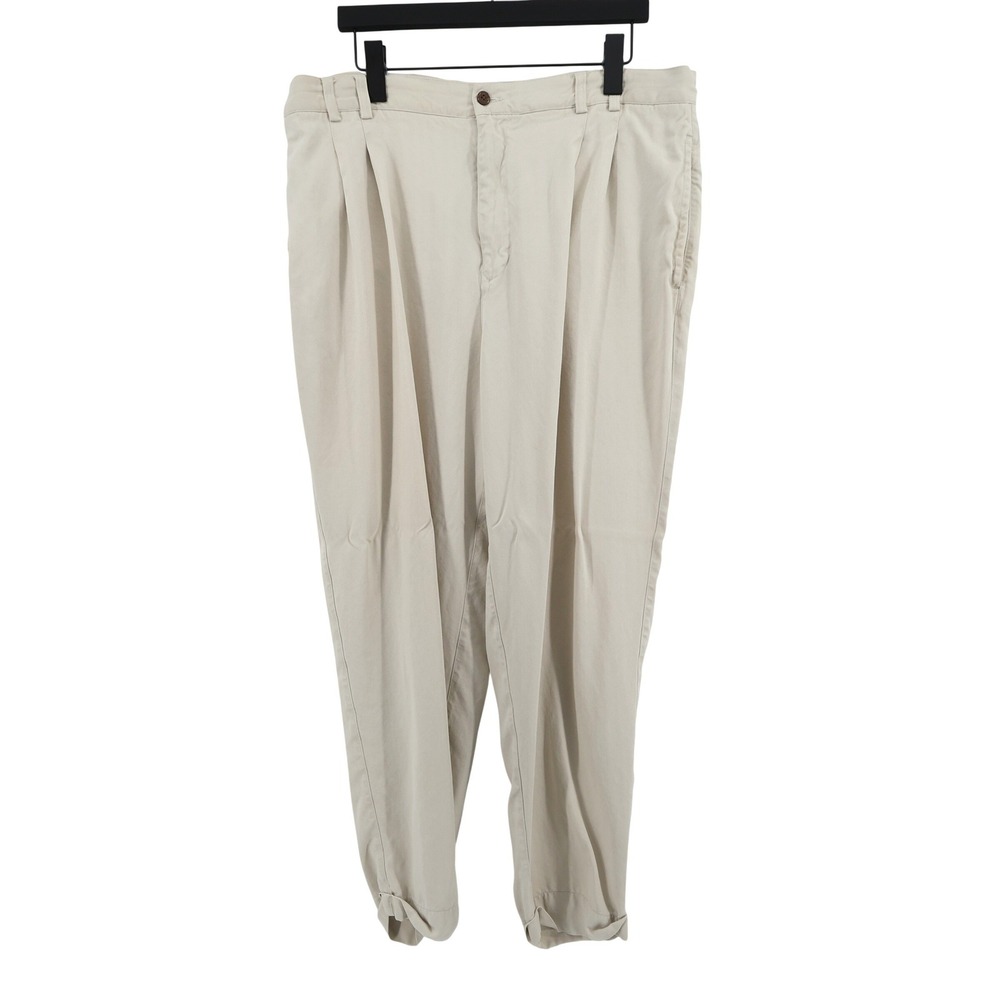 Tommy Bahama Mens Silk Pleated Casual Dress Pants Tan Size‎ 40x30 - Flaws